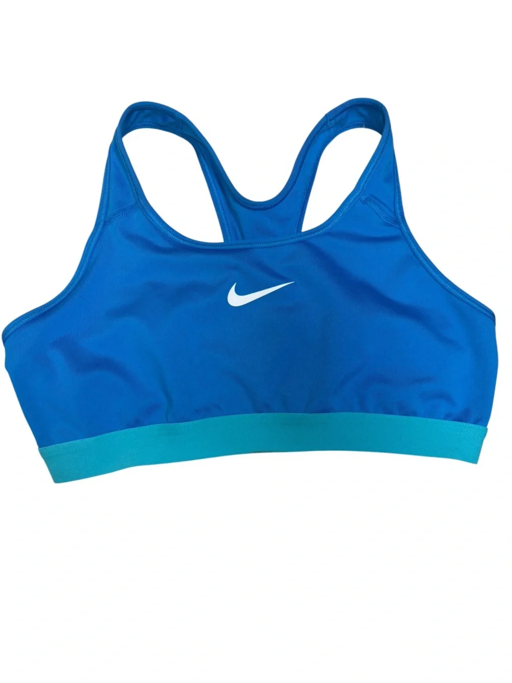 Nike Women's Blue and Teal DRI-Fit Pro Classic Racerback Sports Bra Size L